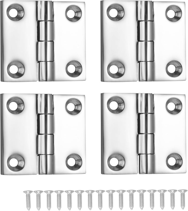 DIALESHU Heavy Duty Marine Boat Hatch Hinges 316 Stainless Steel, 2 x 2 Inch, Sturdy Deck Cabinet Door Hinges with Screws (Pack of 4) - Image 1